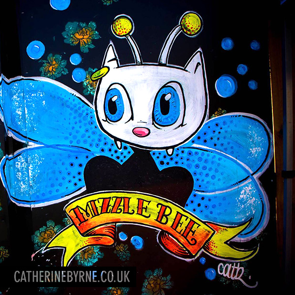 Mizzle bee street art Todmorden byb Cat Byrne
