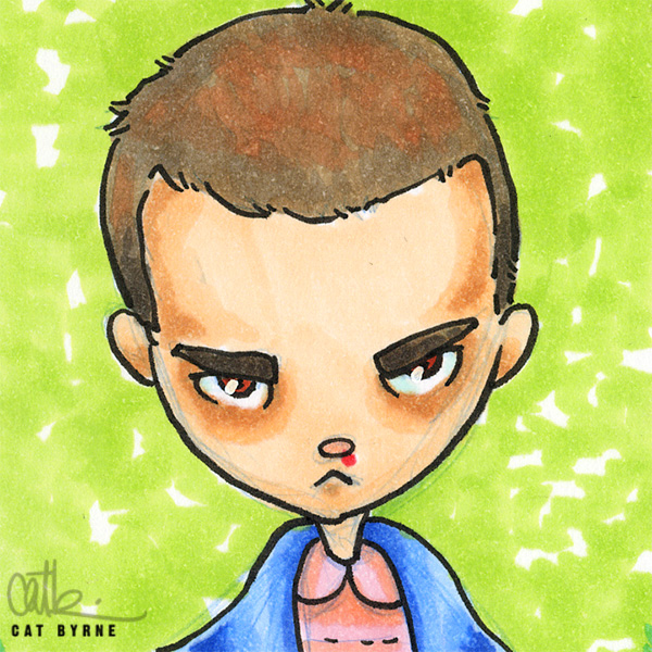 Eleven sketch card stranger Things atc by cat byrne